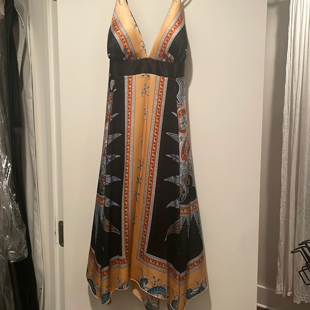 Single silk print dress
